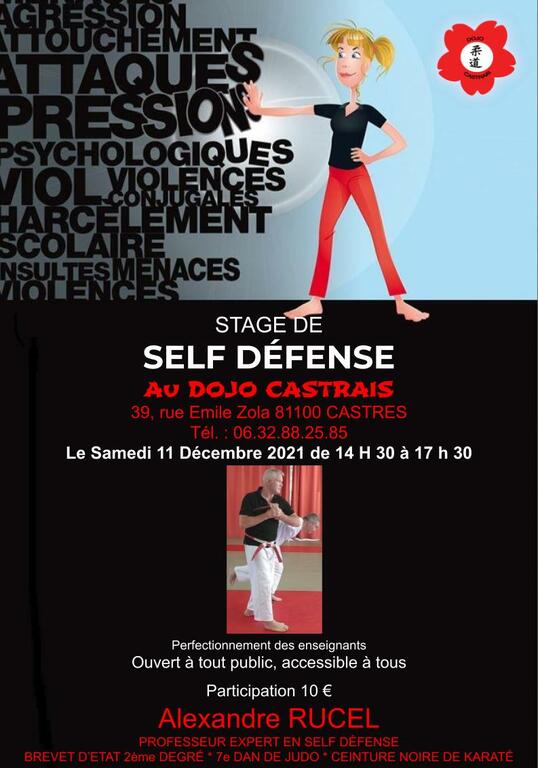 Stage de self défense dirigé par Alexandre RUCEL Samedi 11 Décembre 2021
