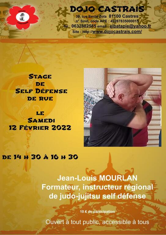 	Stage de Self Défense dirigé par Jean-Louis MOURLAN le 12 Février 2022