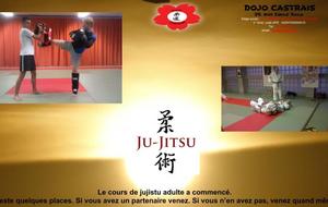 COURS JUJITSU Le cours de jujistu adulte a commencé. Il reste quelques places. Si vous avez un partenaire venez. Si vous n’en avez pas, venez quand même. 