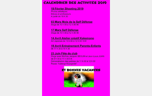 CALENDRIER ACTIVITÉS  2019