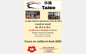 REPRISE DES COURS DE TAÏSO JUILLET AOÛT 2020