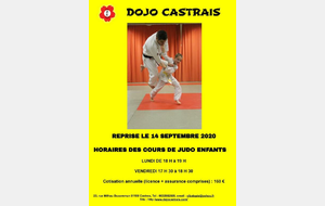 Horaires DES COURS DE JUDO ENFANTS 2020-2021