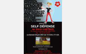 Stage de Self Défense dirigé par Alexandre RUCEL 6ème dan de judo le 26 JUIN 2021