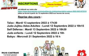 Dates de rentrée saison 2022-2023