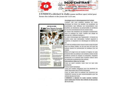 L’UNESCO a déclaré le Judo comme meilleur sport initial pour former des enfants et des jeunes de 4 à 21 ans.