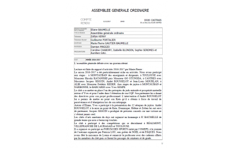 Compte rendu de l'assemblée générale ordinaire du 11 12 2017