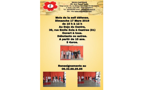 STAGE DE SELF DÉFENSE LE 17 MARS 2019