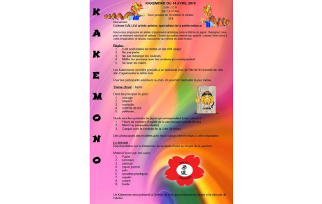 Précisions sur l'atelier Kakemono du 14 Avril 2019