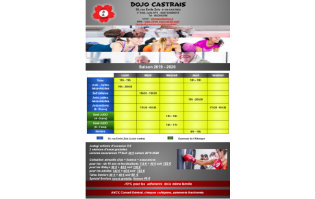 Horaires et Tarifs 2019-2020