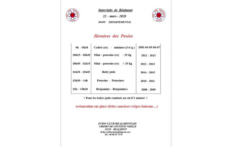 Compétition interclubs le Dimanche 22 Mars 2020 à Réalmont 