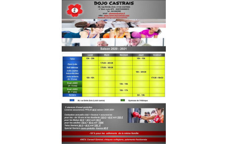 Horaires et Tarifs 2020-2021 INSCRIPTION