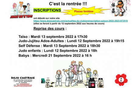 Dates de rentrée saison 2022-2023