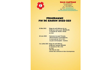PROGRAMME  FIN DE SAISON 2022-223